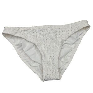 PilyQ White Eyelet Lace Bikini Bottom Womens M Swimwear New